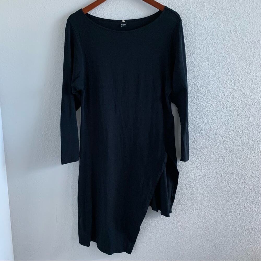 Ilona Pelli Asymmetrical Tunic Lagenlook Black Lagenlook Coastal Grandma Neutral